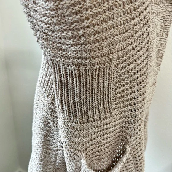 Eddie Bauer Chunky Knit Shawl Collar Cardigan Sweater Tan Beige Size Large - Picture 4 of 16